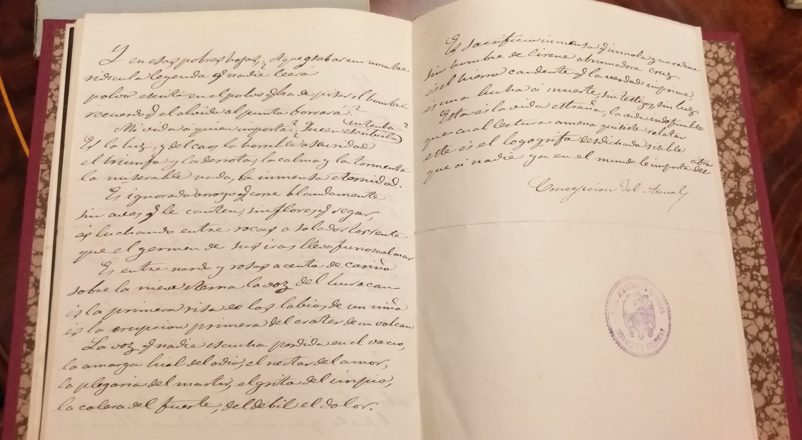 Página del Epistolario manuscrito de Concepción Arenal